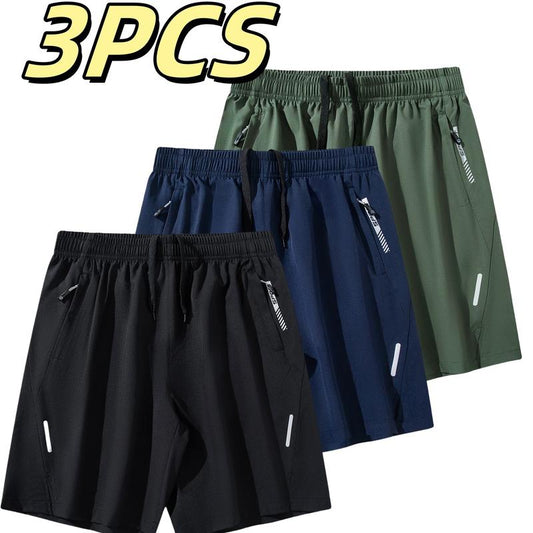 3-Pack Men'S Solid Color Athletic Shorts , Trainning Gym Athletic Sport Shorts Elastic Waistband & Zipper Pockets - Lightweight Breathable Fabric for Tennis, Outdoor Sports & Casual Wear , Tennis Apparel | Stylish Sports Gear | Durable Sportswear