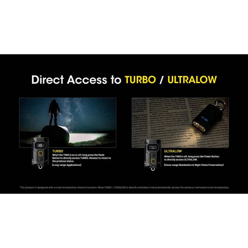 Nitecore TINI 3 600 Lumen Multi-Color Rechargeable Keychain Flashlight
